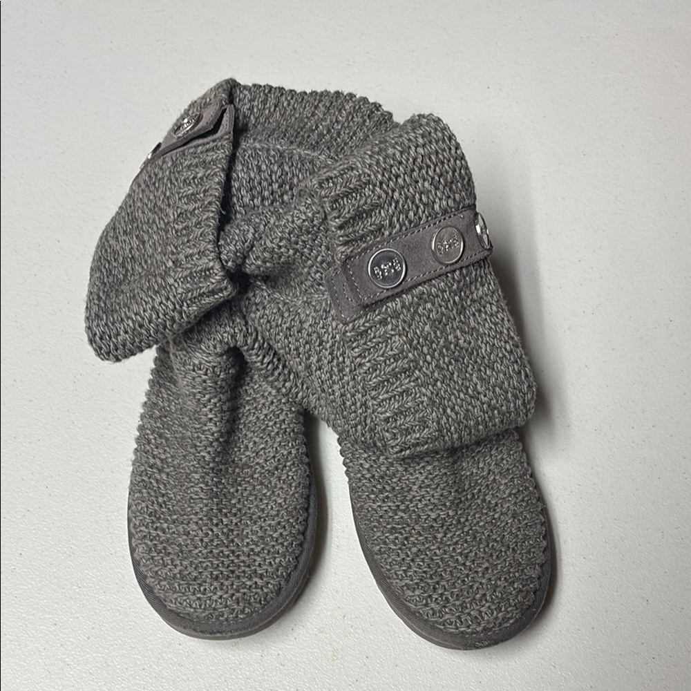 Ugh Cozy Gray Knit Button Boots